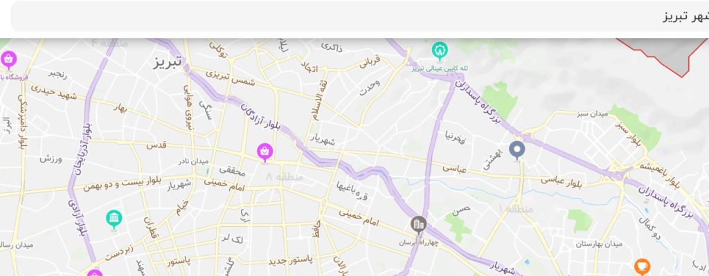 نقشه موسسه زبان شهر تبریز